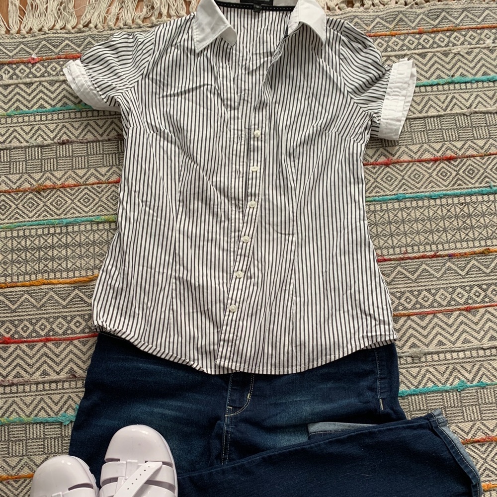 Black Striped button down shirt